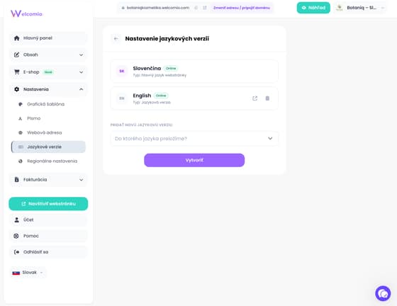 Jednoduché administračné rozhranie