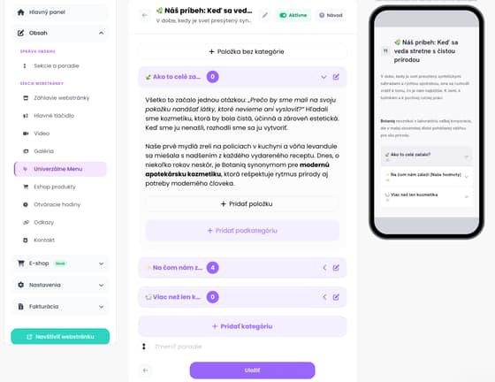 Jednoduché administračné rozhranie