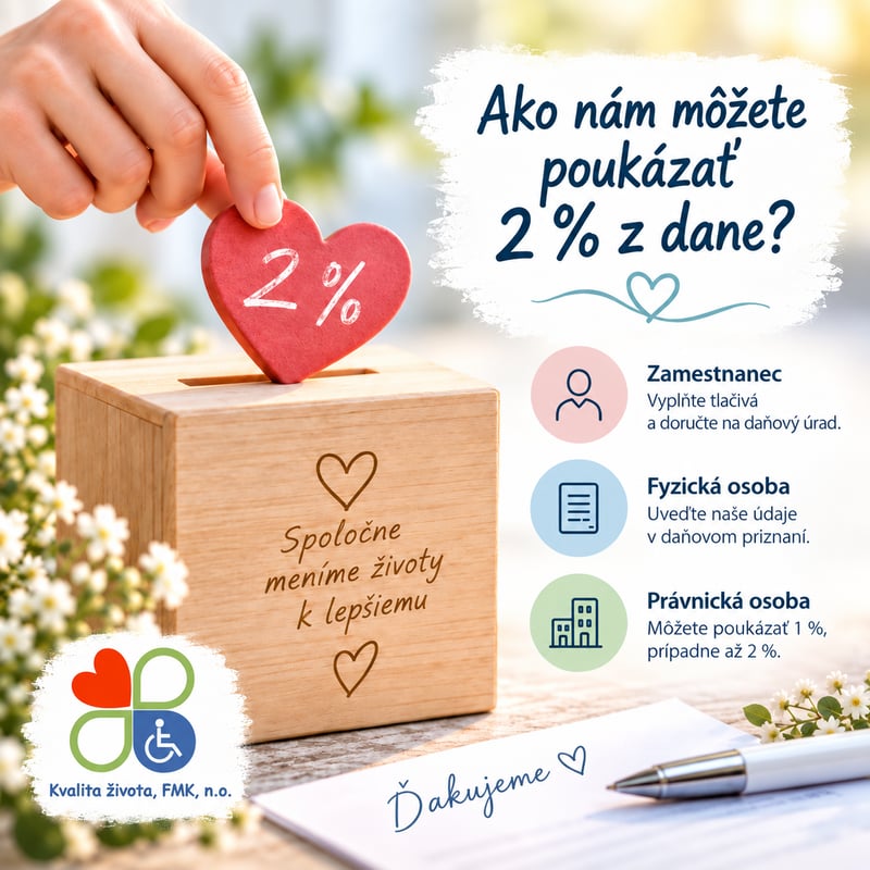 Stačí niekoľko krokov a vaše 2 % môžu začať pomáhať.