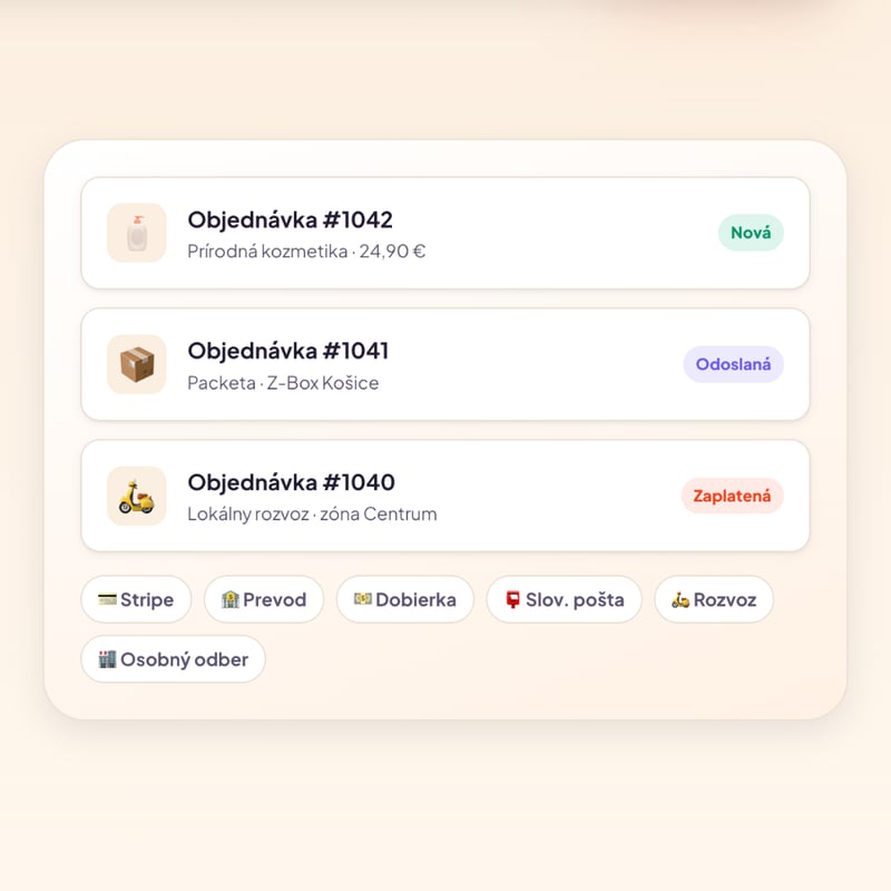 Objednávky, dopravy, platby