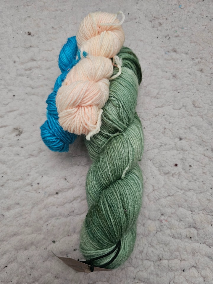 sage green + minis turquoise and beige