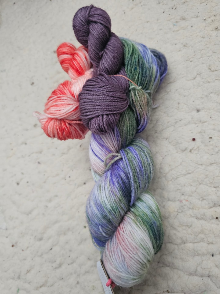 purple-green + minies plum and orange