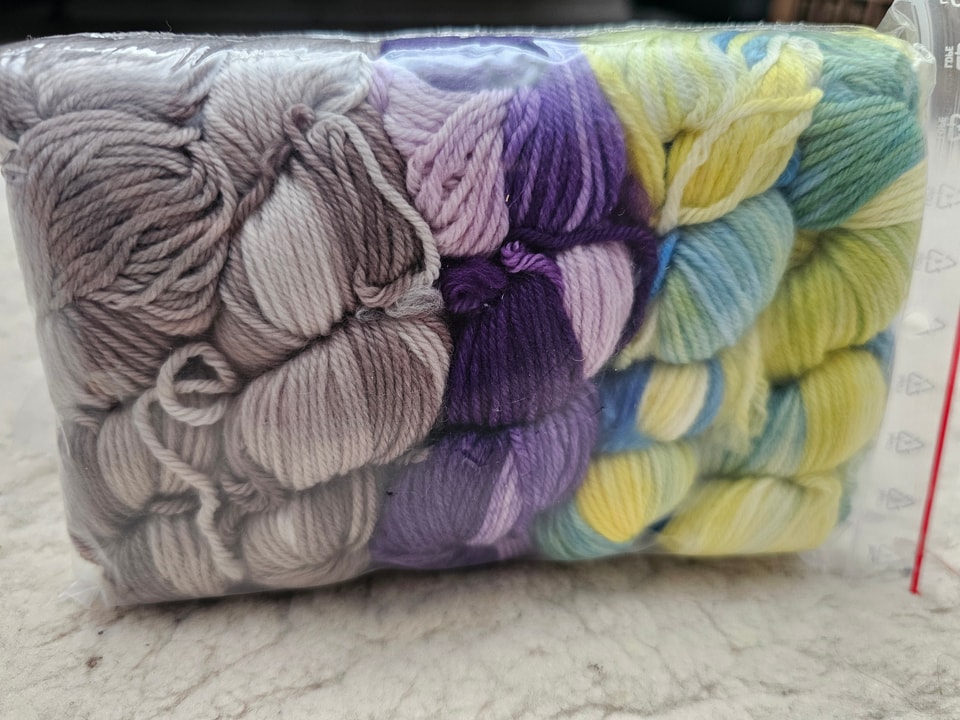 brown, purple, yellow-blue
