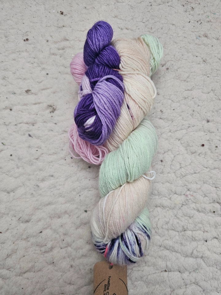 greenish beige + minis purple and violet