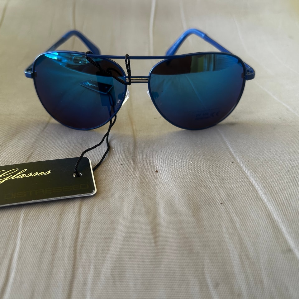 Modré zrkadlové slnečné okuliare Distressed Aviator | UV400 ochrana