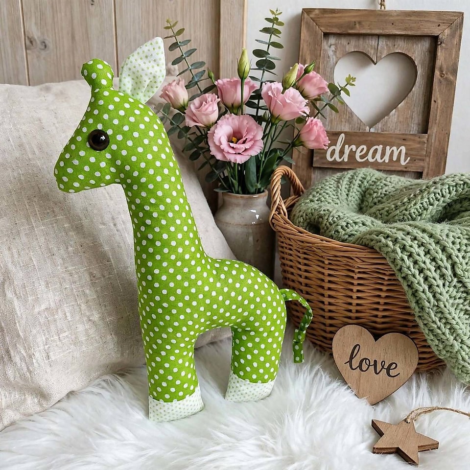 Dekorační žirafka v zelené barvě