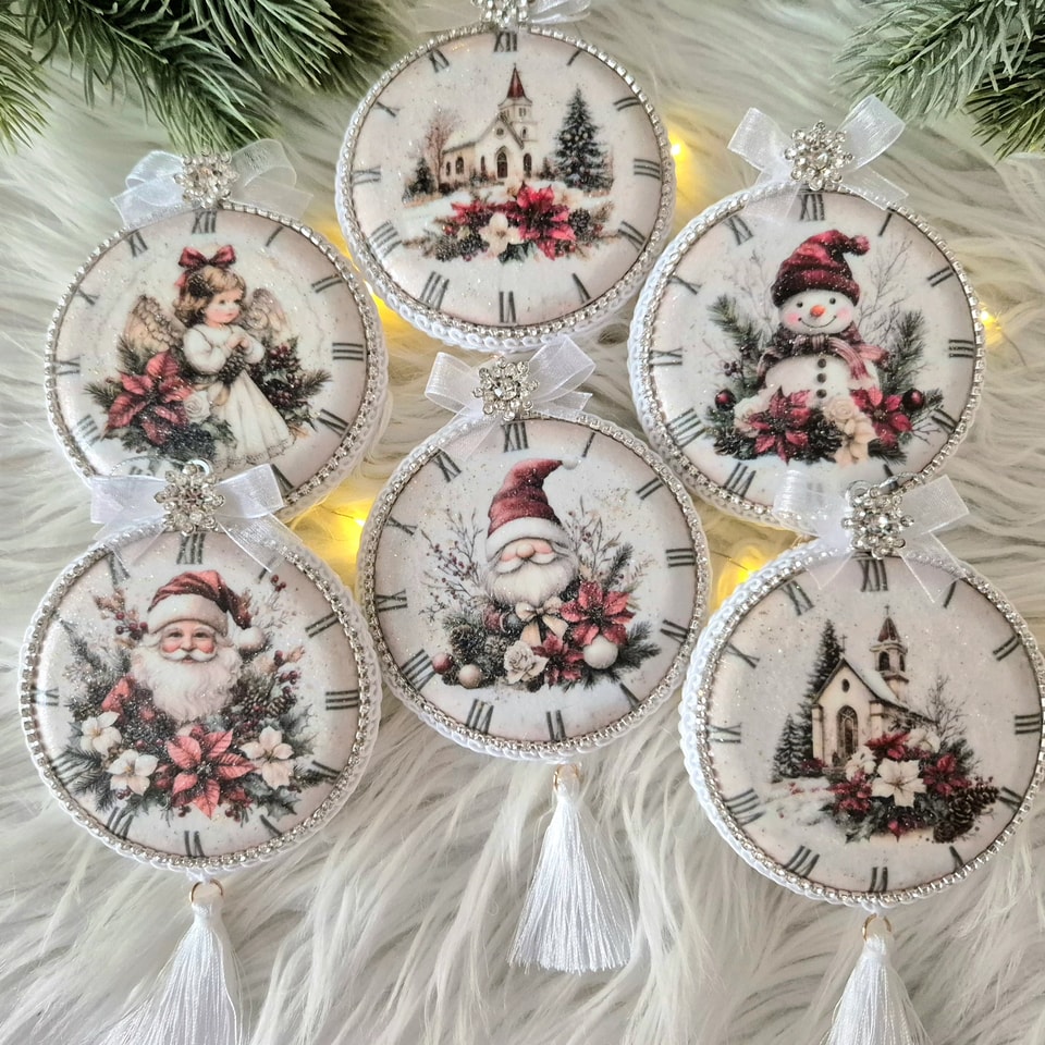 Sada luxusných vianočných ozdôb „Nostalgické Vianoce“ (8 cm, 6 ks)