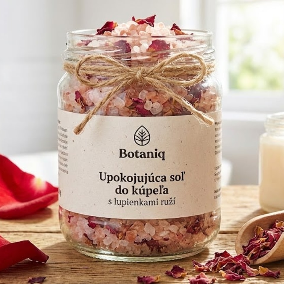 Upokojujúca soľ do kúpeľa s lupienkami ruží