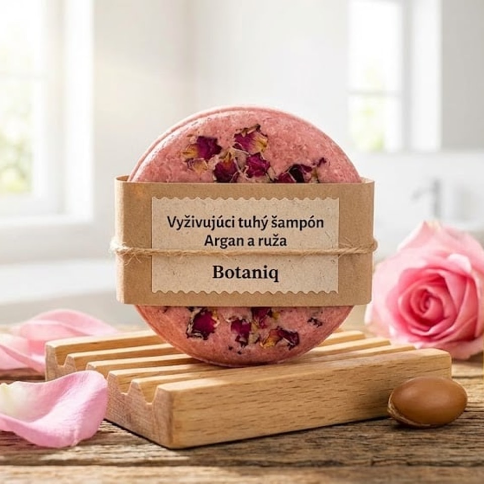 Vyživujúci tuhý šampón Argan a ruža