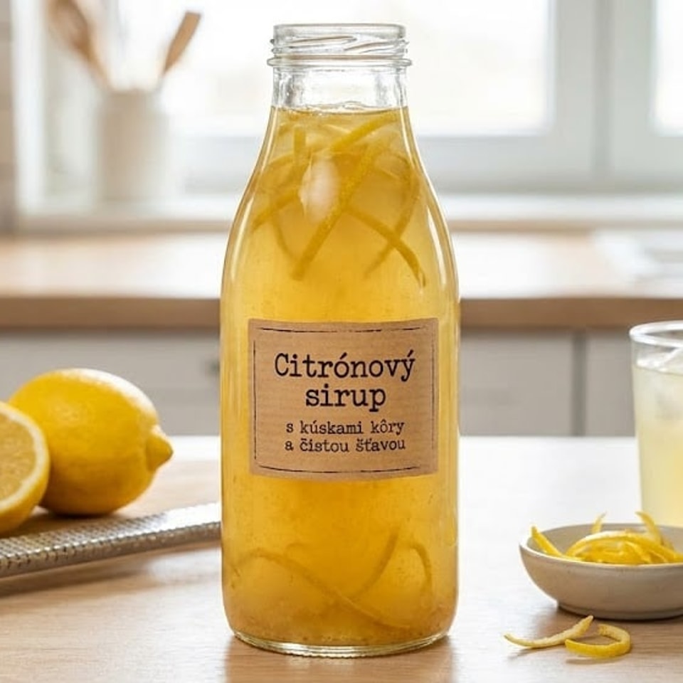 Citrónový sirup s kúskami kôry a čistou šťavou