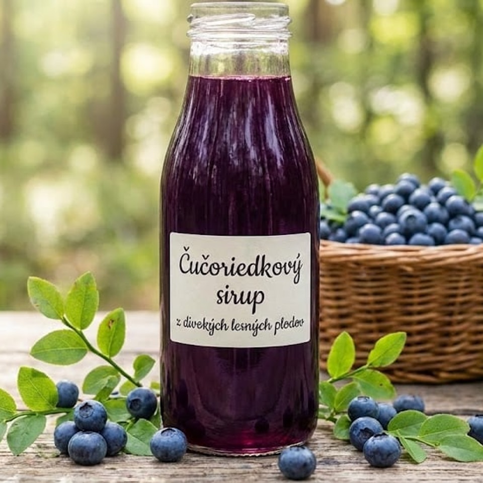 Čučoriedkový sirup z divokých lesných plodov