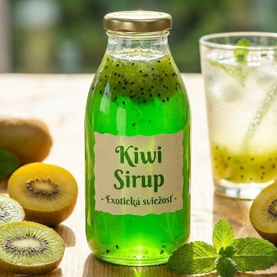 Exotický kiwi sirup so sviežou smaragdovou farbou