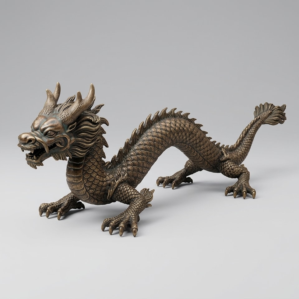 Bronzový Východný Drak – STL Súbor pre 3D Tlač | Detailný Model pre D&D a Warhammer