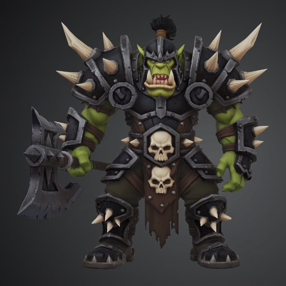 Orc Warchief with Battle Axe, Multi-Scale 3D Printable STL (Tabletop to Life-Size)