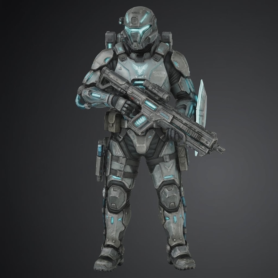 Sci-Fi Vojak v Taktickej Zbroji -Multi-Scale 3D Printable STL (Tabletop to Life-Size)