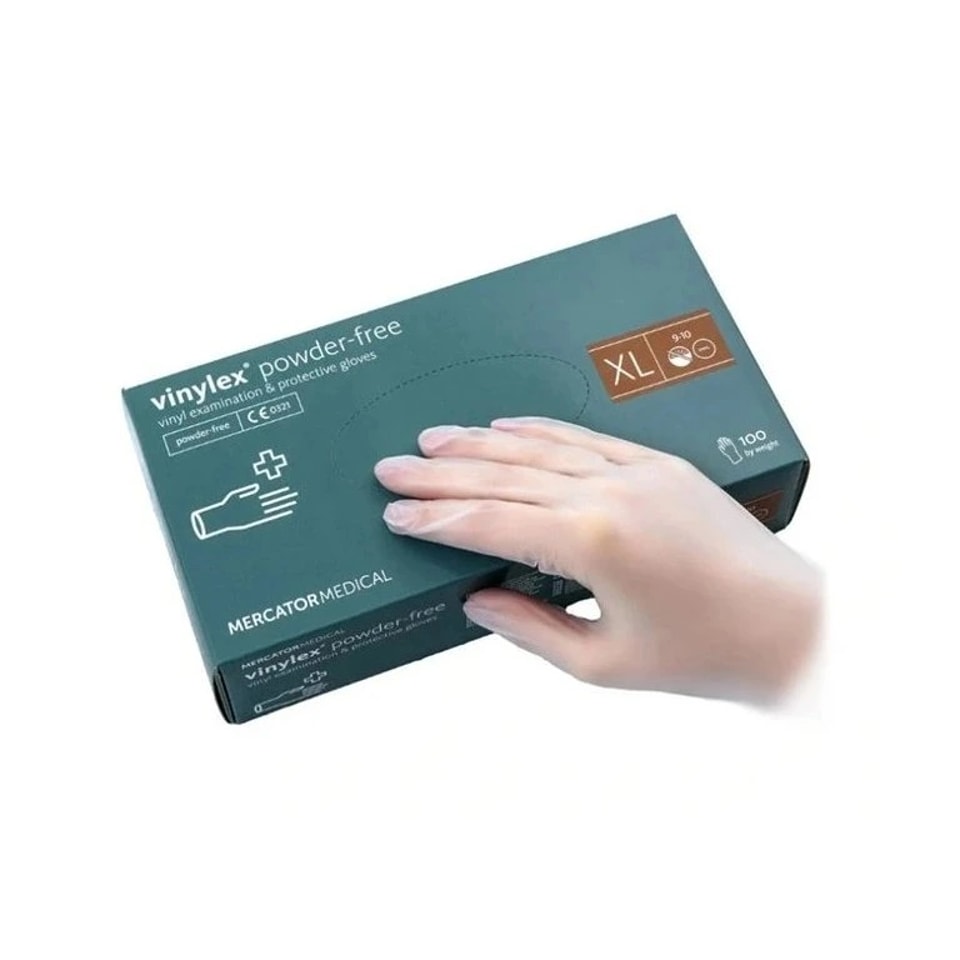 Rukavice vinylové nepudrované MERCATOR VINYLEX POWDER FREE (100ks)