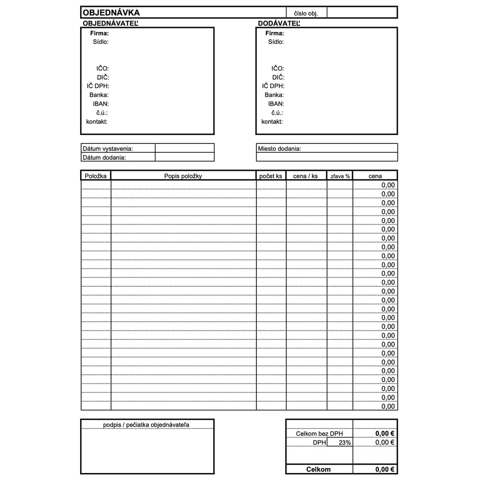 Objednávka ( EXCEL )